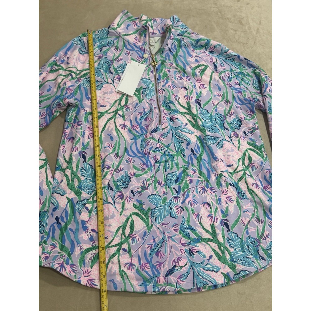 Lilly Pulitzer UPF 50+ Quarter-Zip Pullover – NWT Blue Floral Bloom (Size L) - Picture 9 of 10